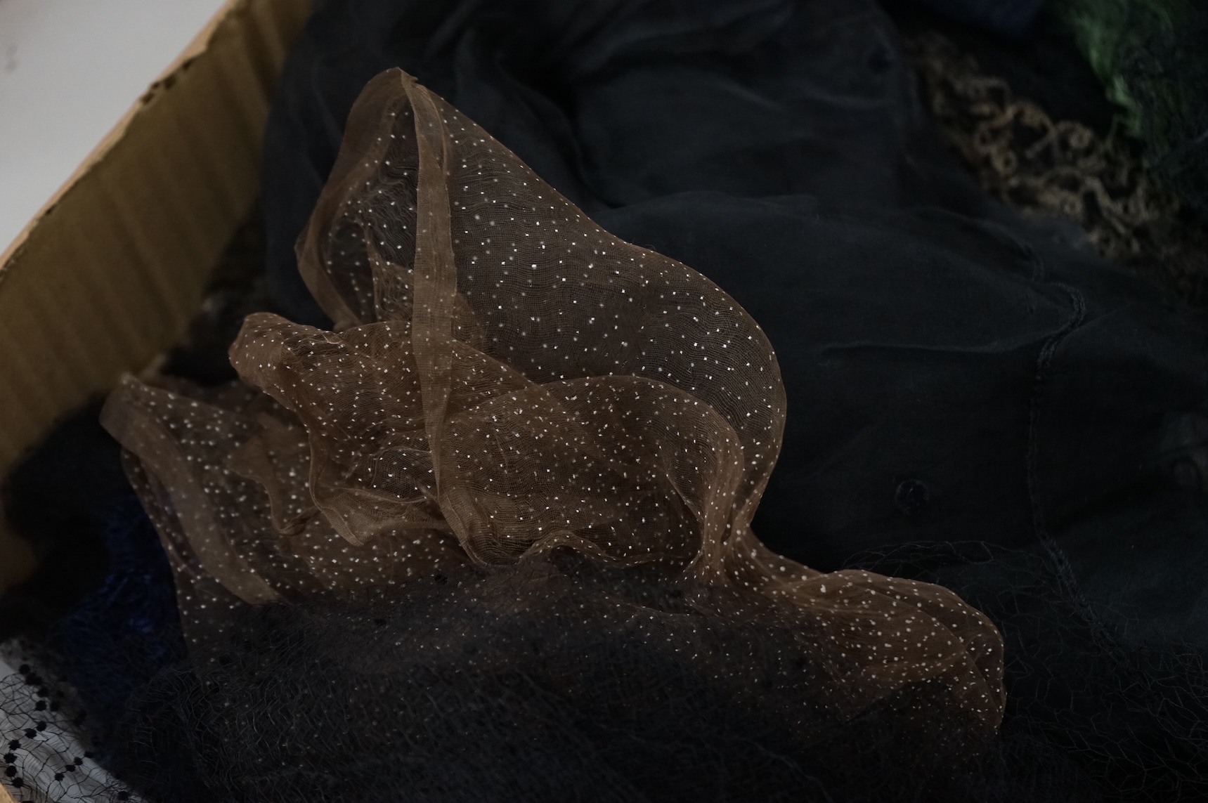 A large collection of hat veiling and netting from the early 20th century to mid 20th century.
